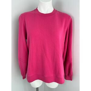 Ganni Software Isoli Puff Sleeve Crewneck Sweatshirt in Shocking Hot Pink Medium